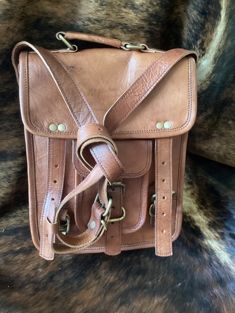 Safari Outback Leather Top Carry Crossbody Laptop Handbag Briefcase 🦋